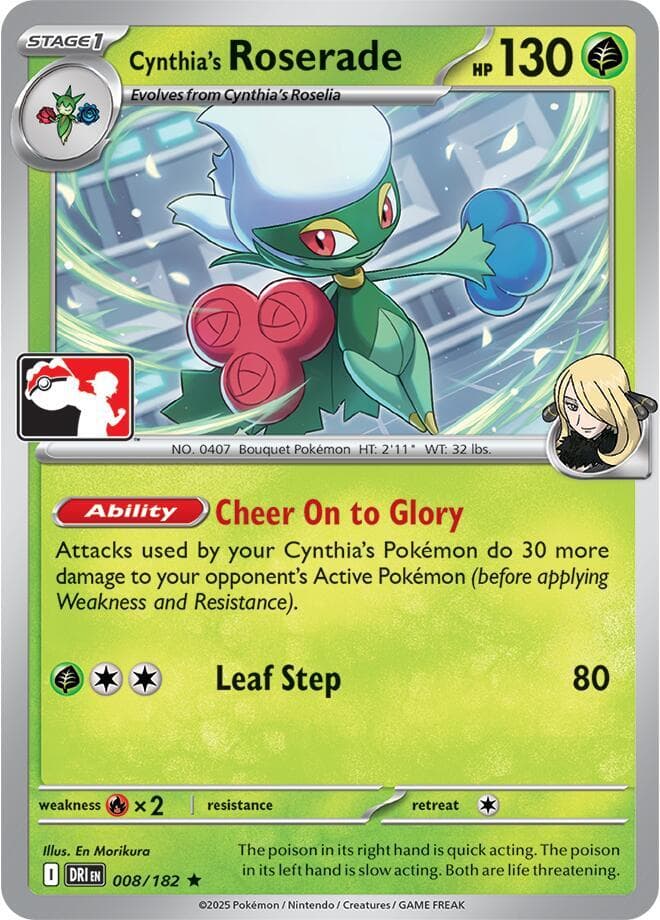 Cynthia's Roserade — Prize Pack Series Cards 8 Pokémon card