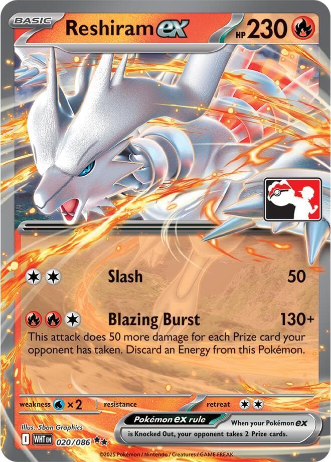 Reshiram ex — Prize Pack Series Cards 20 Pokémon card
