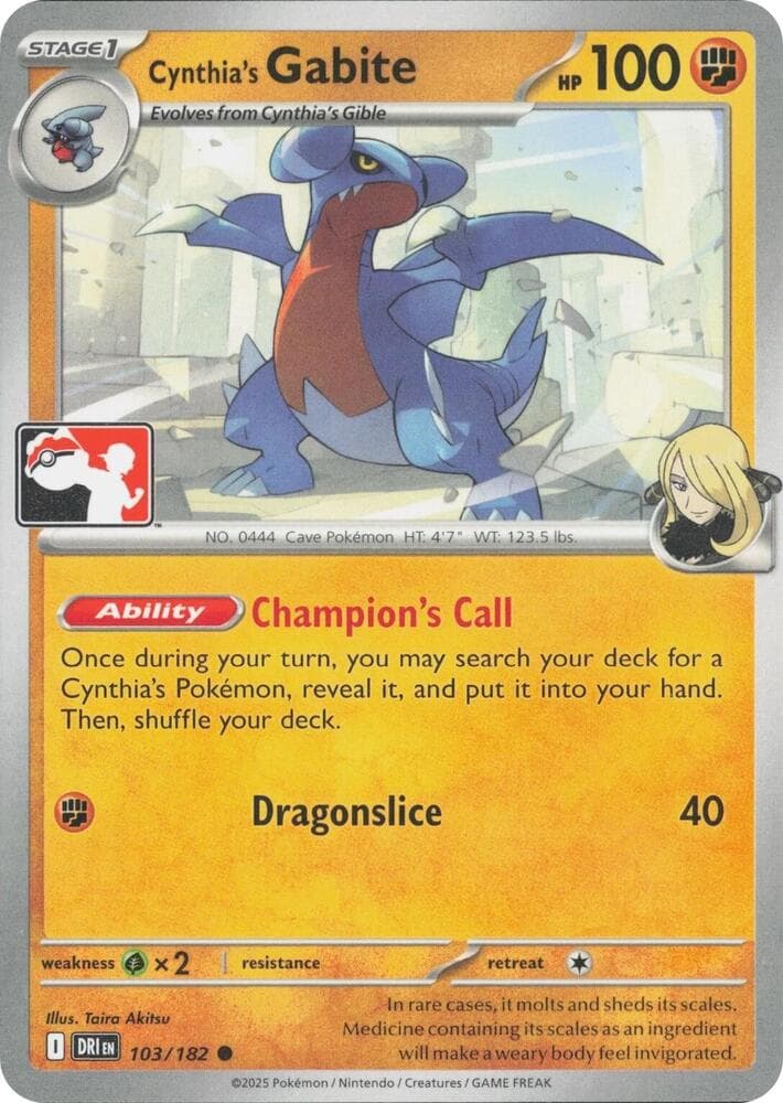 Cynthia's Gabite — Prize Pack Series Cards 103 Pokémon card