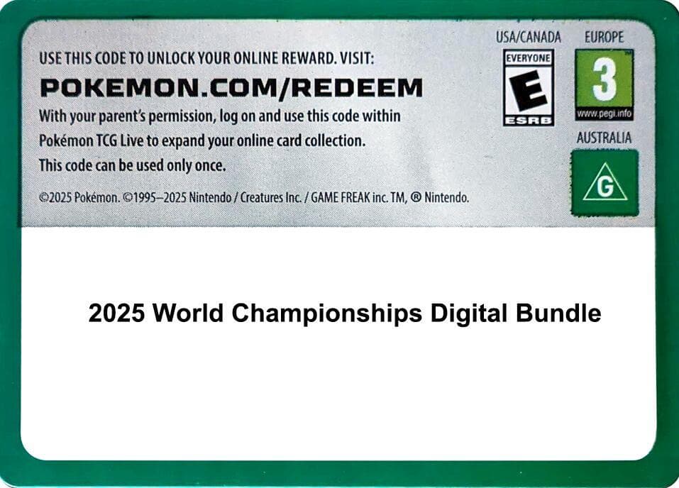 Code Card - 2025 World Championships digital bundle — World Championship Decks p696802 Pokémon card