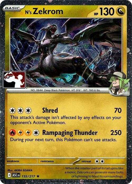 N's Zekrom - 155/217 (Cosmos Holo) — Prize Pack Series Cards 155 Pokémon card