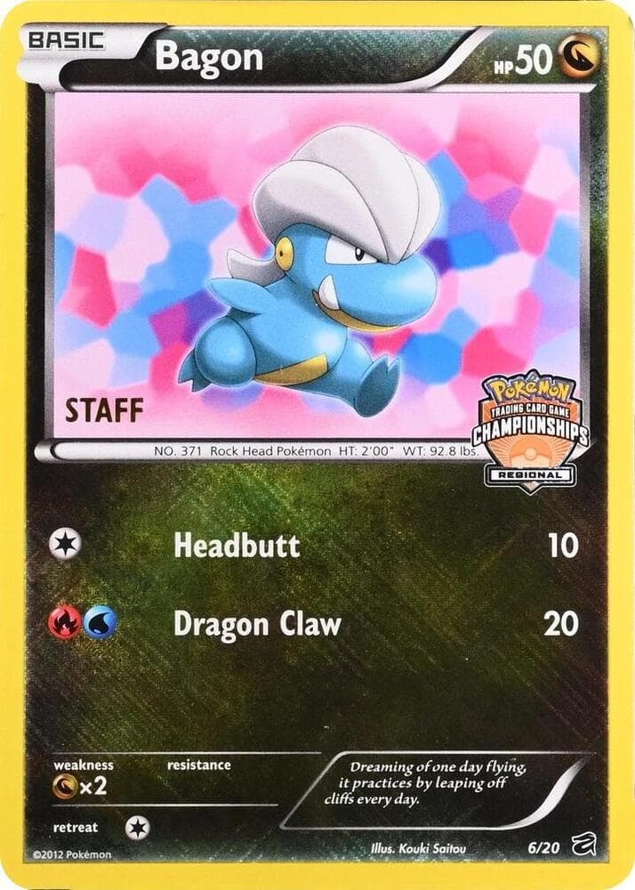 Bagon - 6/20 (Regional Championships) [Staff] — League & Championship Cards 6 Pokémon card