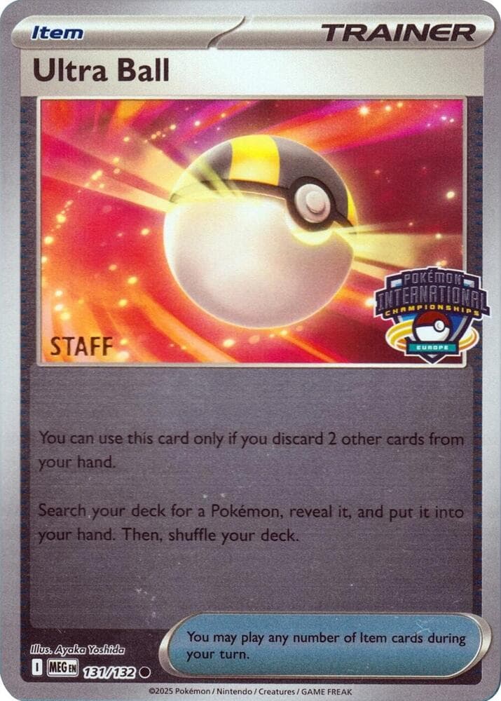 Ultra Ball - 131/132 (Europe International Championship) [Staff] — League & Championship Cards 131 Pokémon card