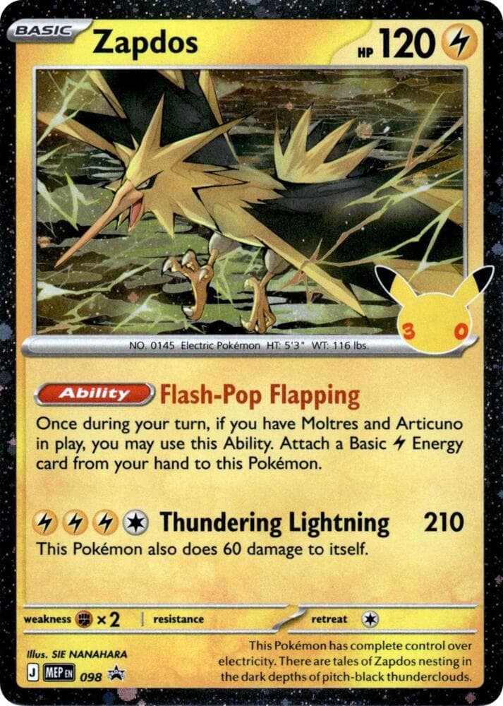Zapdos - 098 (30th Celebration) — Mega Evolution Promo 98 Pokémon card