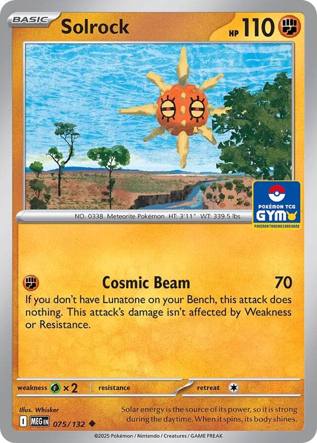 Solrock - 075/132 (GYM) — Southeast Asia Exclusives 75 Pokémon card