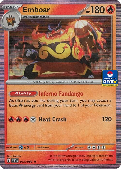 Emboar - 013/086 (GYM) — Southeast Asia Exclusives 13 Pokémon card