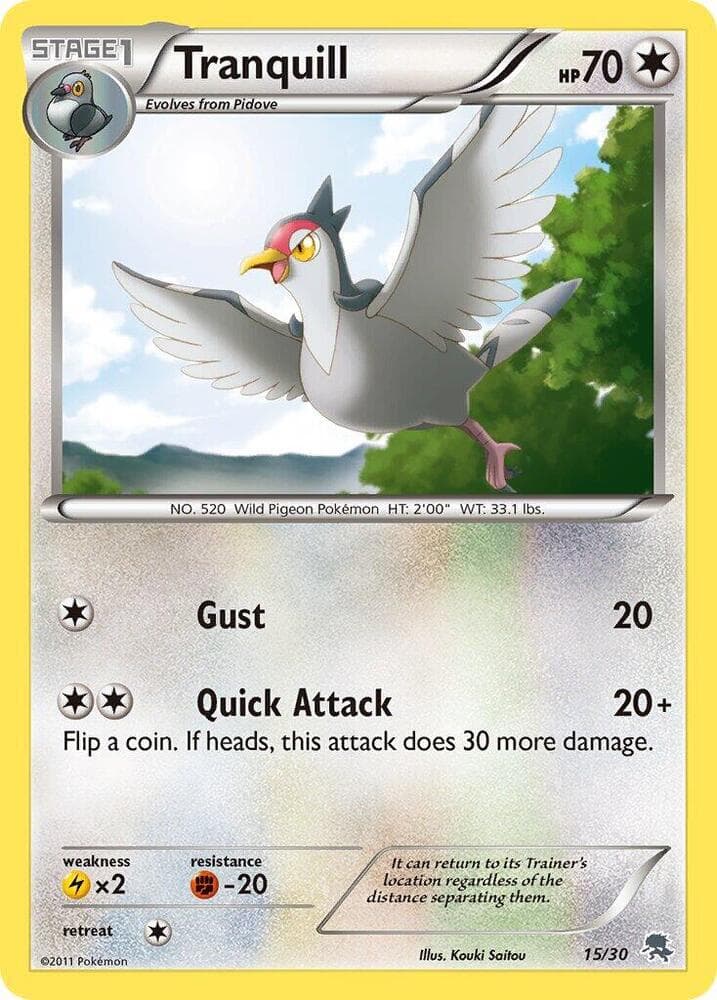Tranquill — BW Trainer Kit: Excadrill & Zoroark 15 Pokémon card
