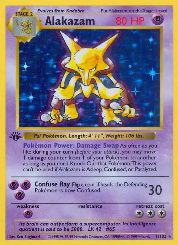 Alakazam — Base 1 Pokémon card