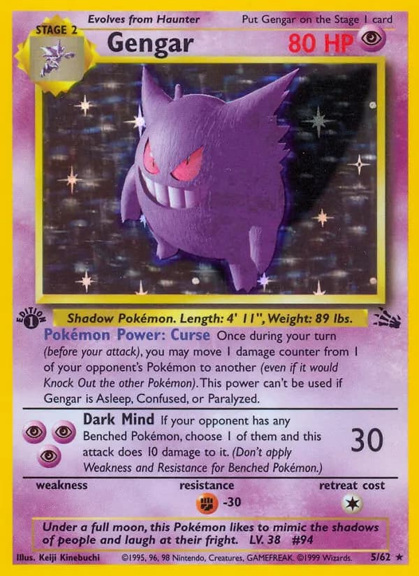 Gengar — Fossil 5 Pokémon card