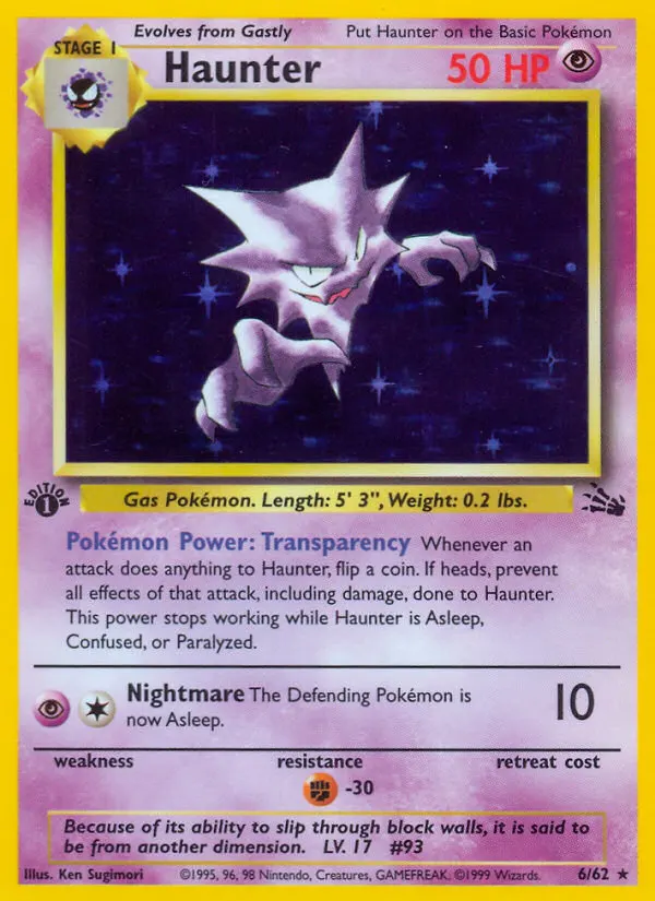 Haunter — Fossil 6 Pokémon card