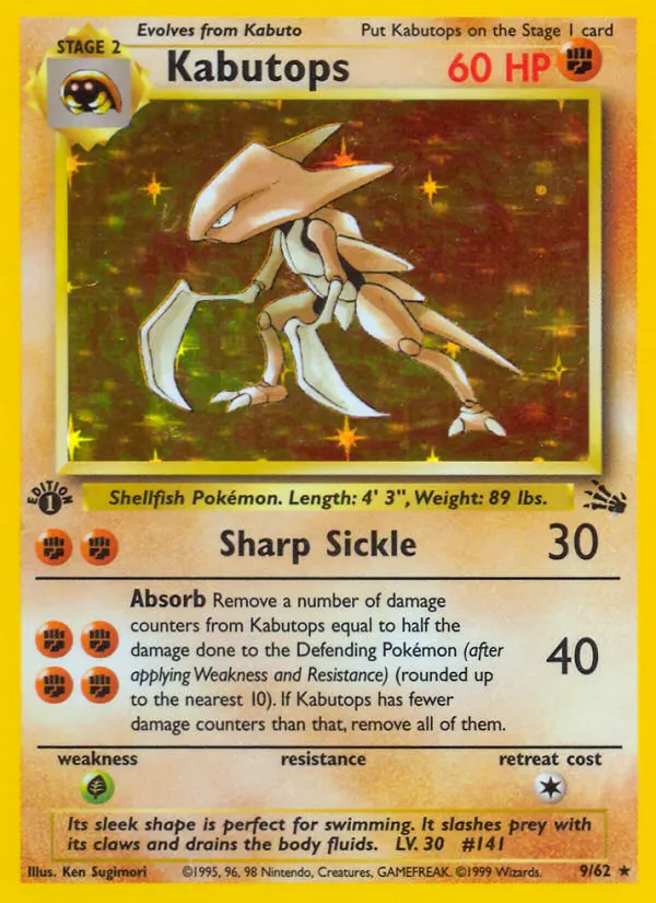 Kabutops — Fossil 9 Pokémon card