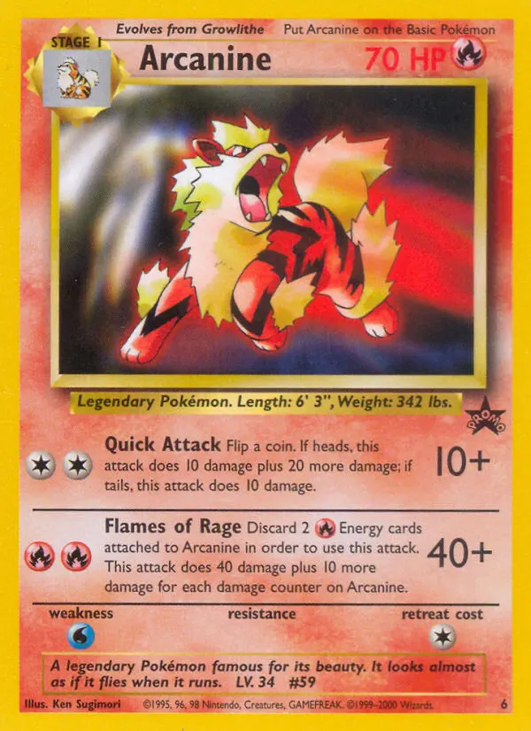 Arcanine — Wizards Black Star Promos 6 Pokémon card