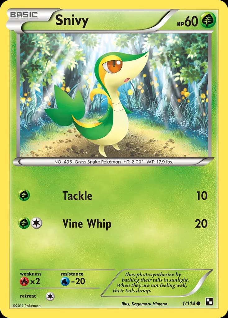 Snivy — Black & White 1 Pokémon card