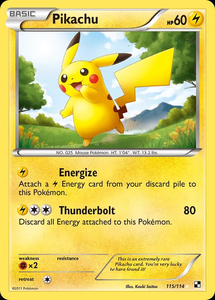 Pikachu — Black & White 115 Pokémon card