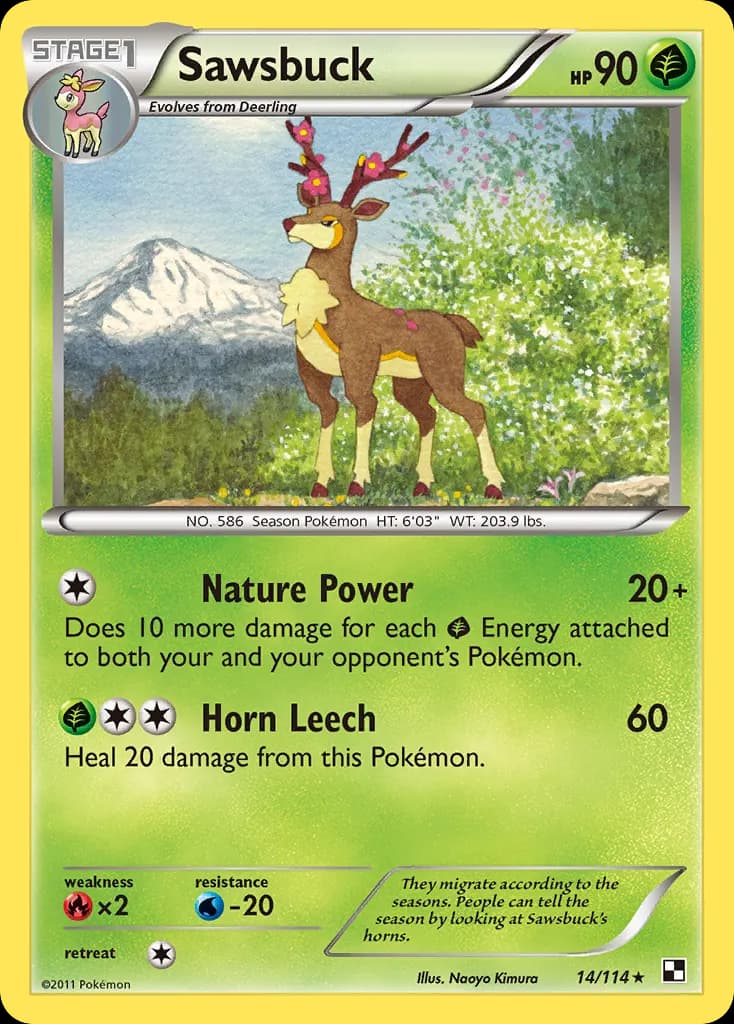 Sawsbuck — Black & White 14 Pokémon card