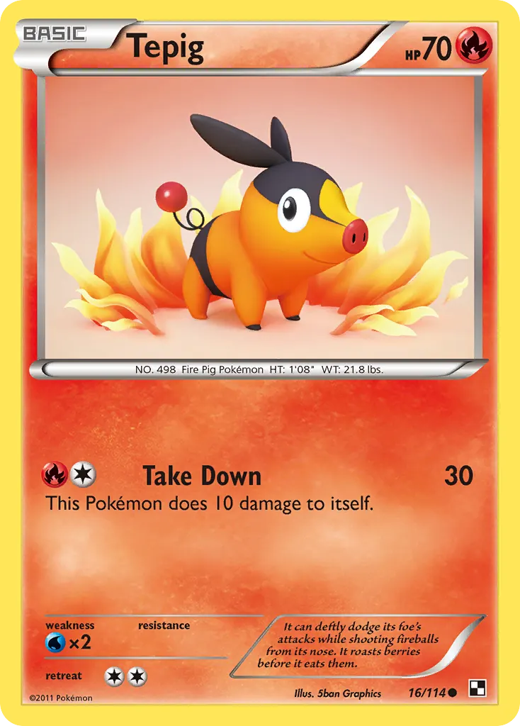 Tepig — Black & White 16 Pokémon card
