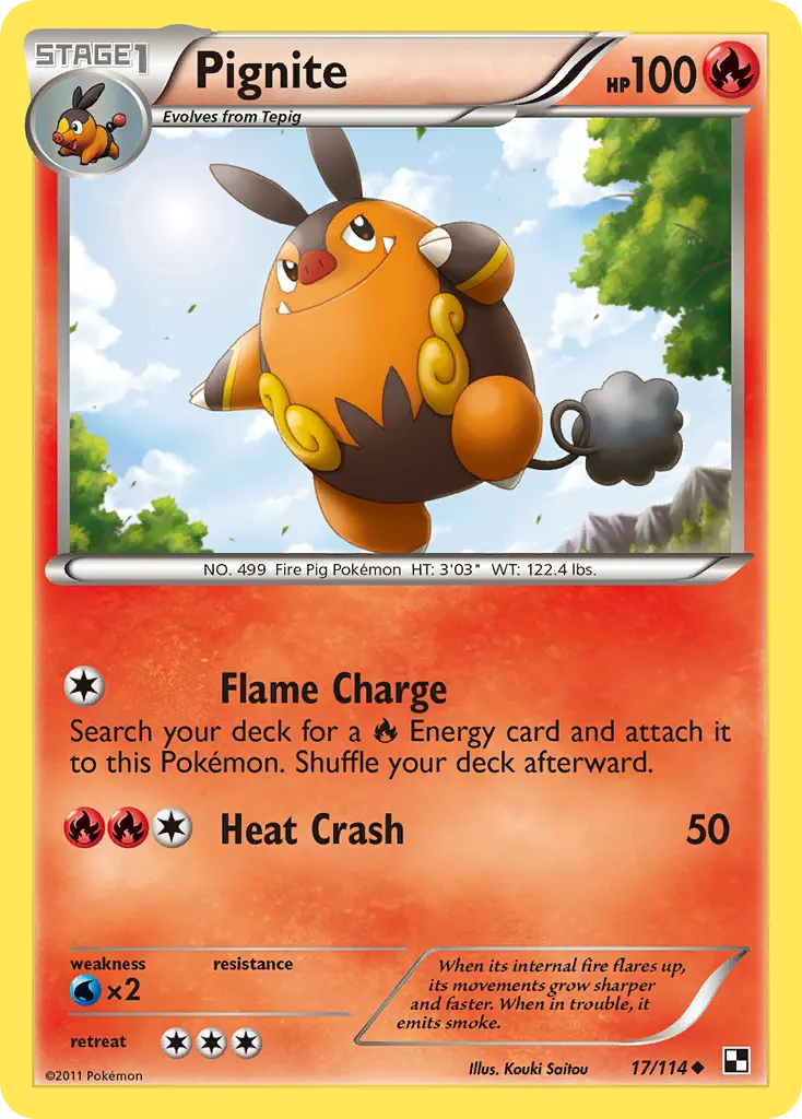Pignite — Black & White 17 Pokémon card