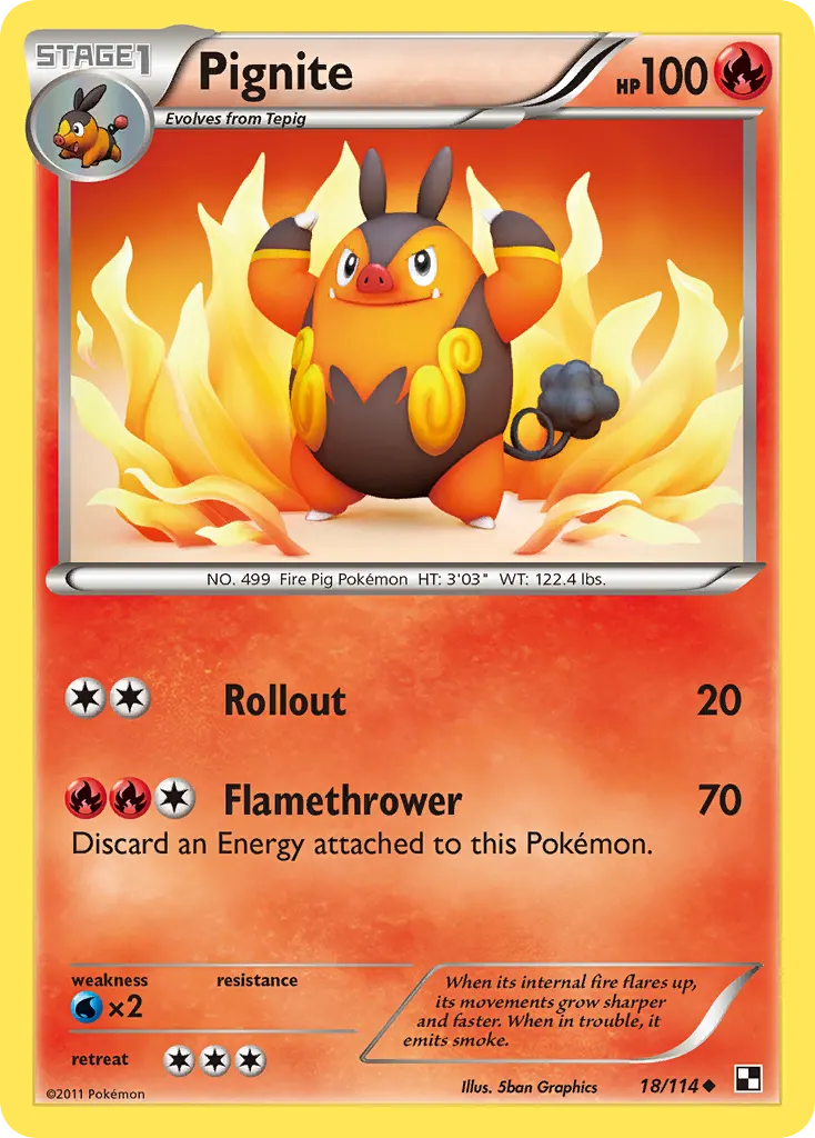 Pignite — Black & White 18 Pokémon card