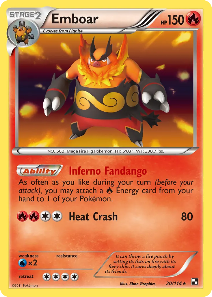 Emboar — Black & White 20 Pokémon card