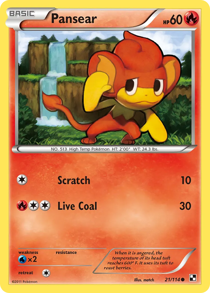 Pansear — Black & White 21 Pokémon card