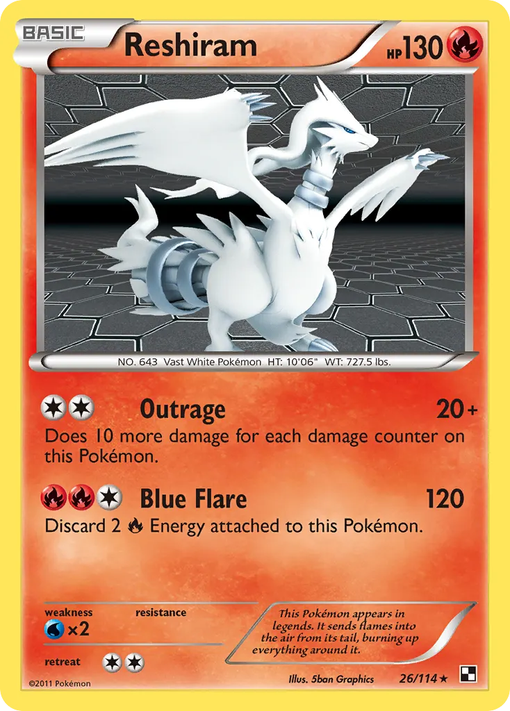 Reshiram — Black & White 26 Pokémon card