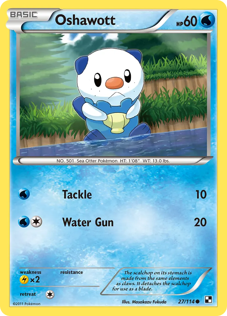 Oshawott — Black & White 27 Pokémon card