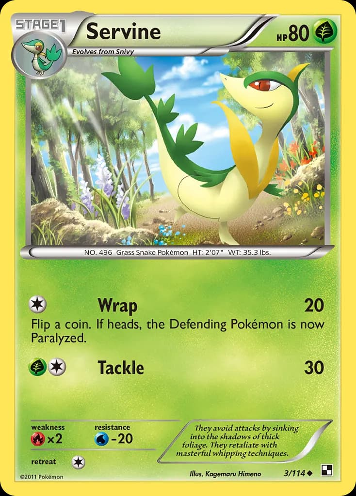 Servine — Black & White 3 Pokémon card