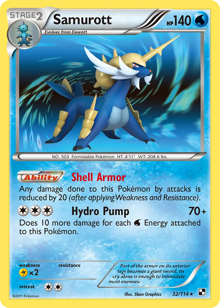 Samurott — Black & White 32 Pokémon card