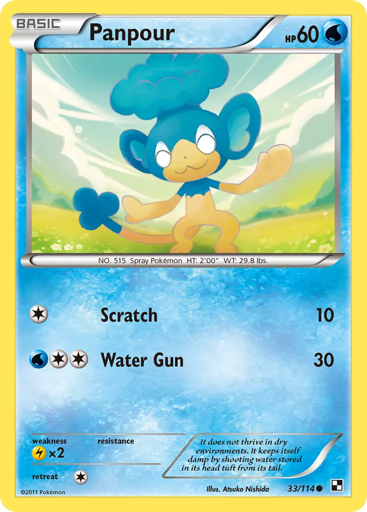 Panpour — Black & White 33 Pokémon card
