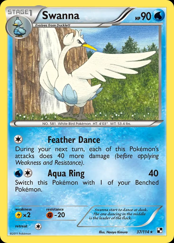 Swanna — Black & White 37 Pokémon card