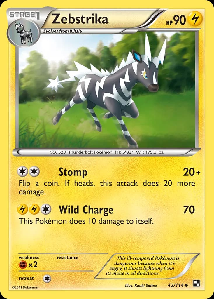 Zebstrika — Black & White 42 Pokémon card