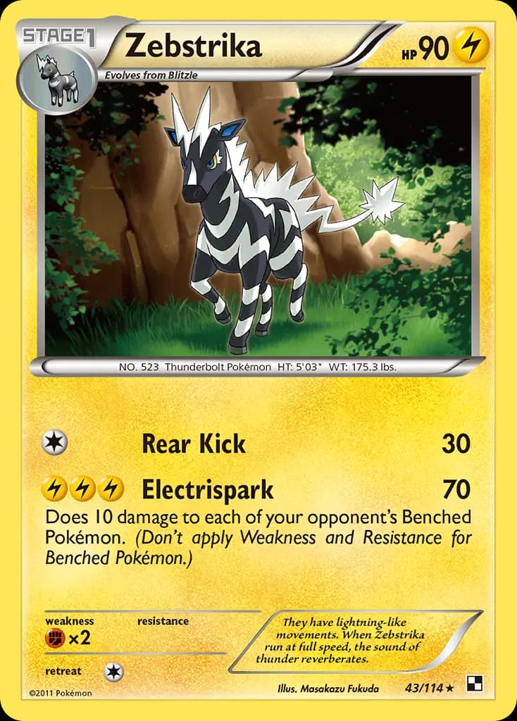 Zebstrika — Black & White 43 Pokémon card