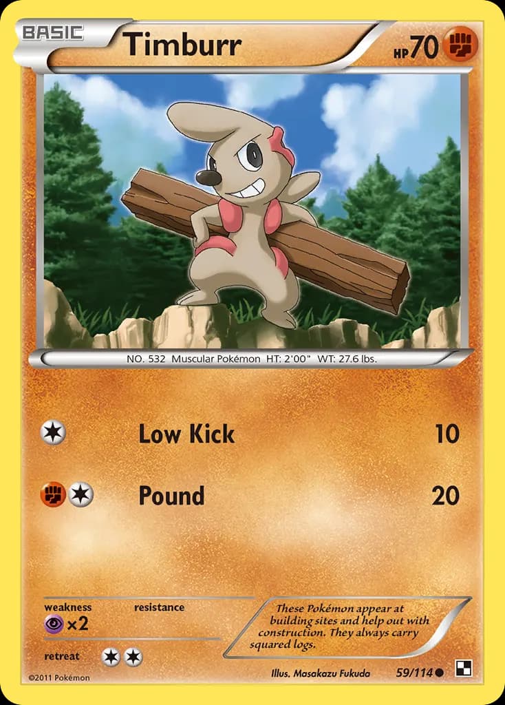 Timburr — Black & White 59 Pokémon card