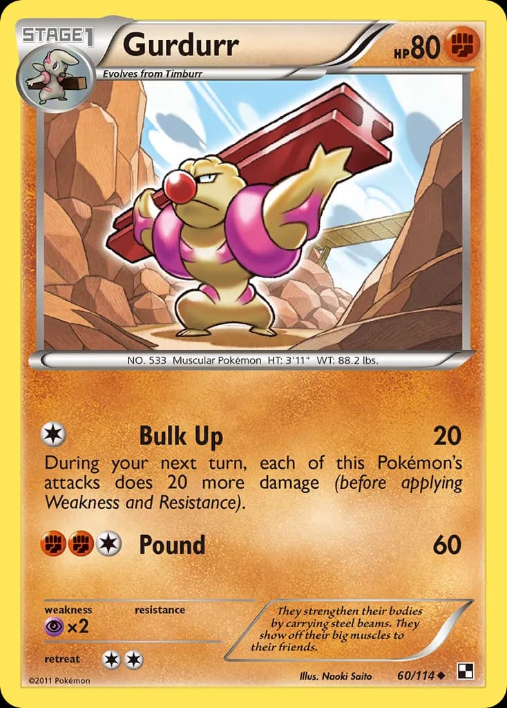 Gurdurr — Black & White 60 Pokémon card