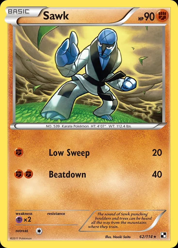 Sawk — Black & White 62 Pokémon card