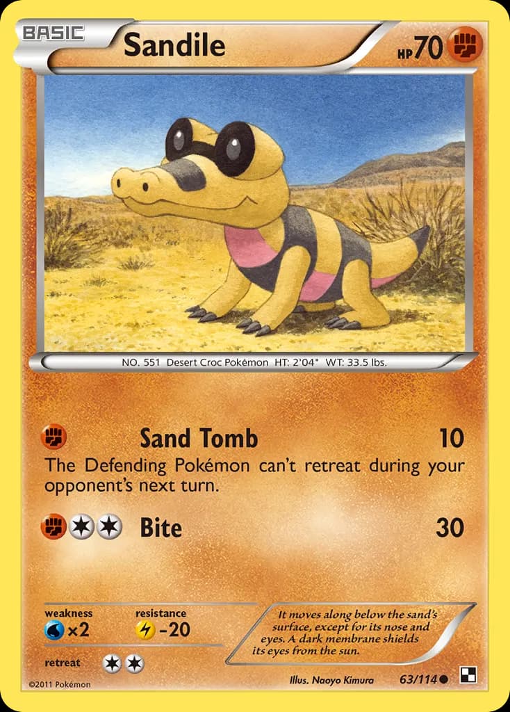 Sandile — Black & White 63 Pokémon card