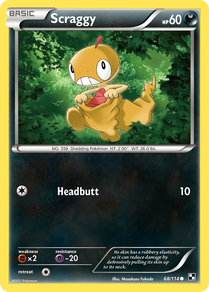 Scraggy — Black & White 68 Pokémon card
