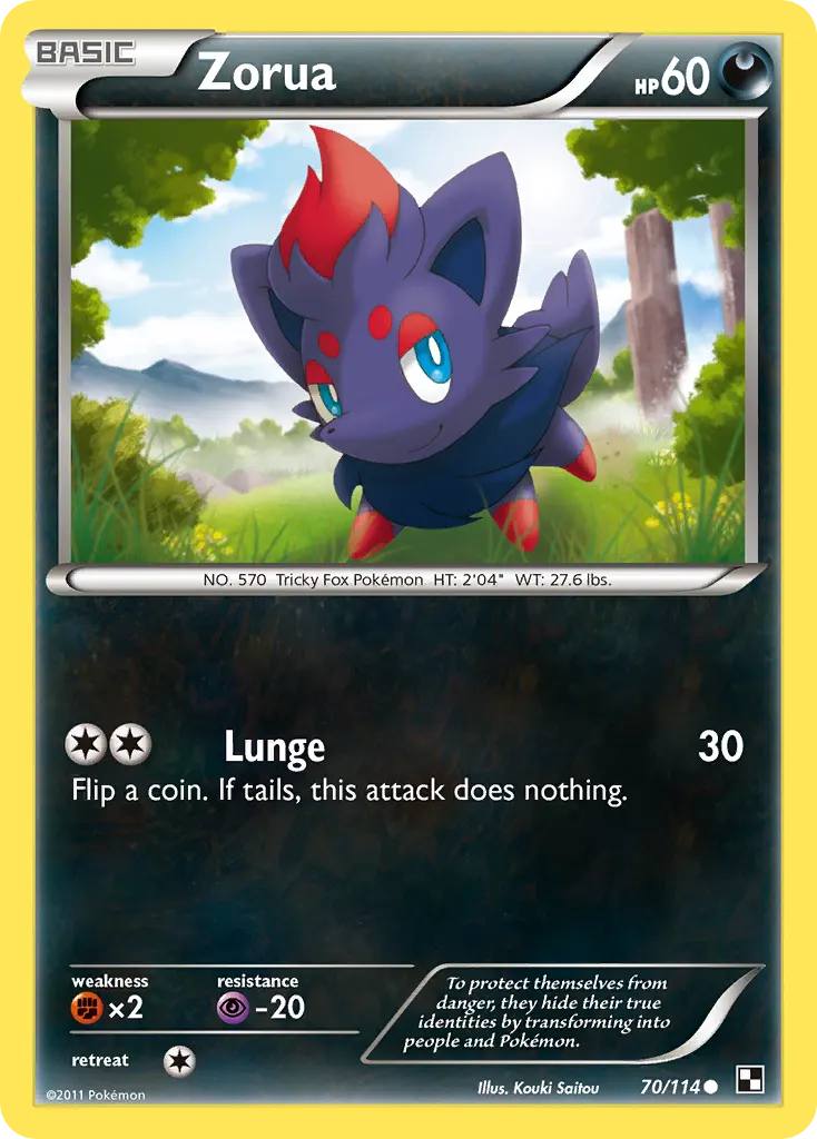 Zorua — Black & White 70 Pokémon card