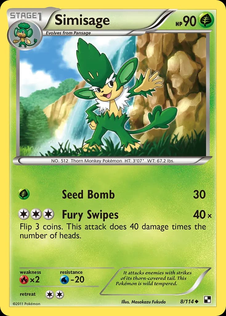 Simisage — Black & White 8 Pokémon card