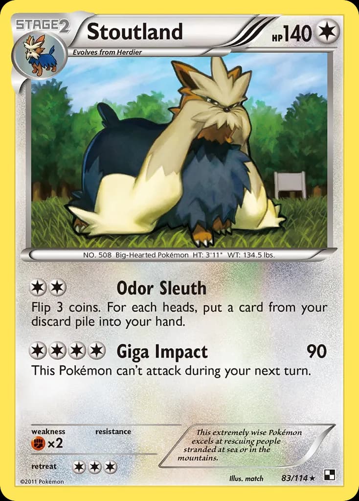 Stoutland — Black & White 83 Pokémon card