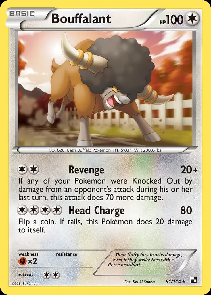 Bouffalant — Black & White 91 Pokémon card