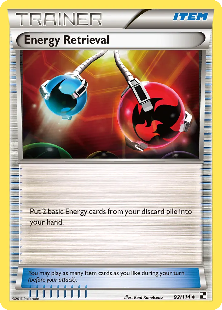 Energy Retrieval — Black & White 92 Pokémon card