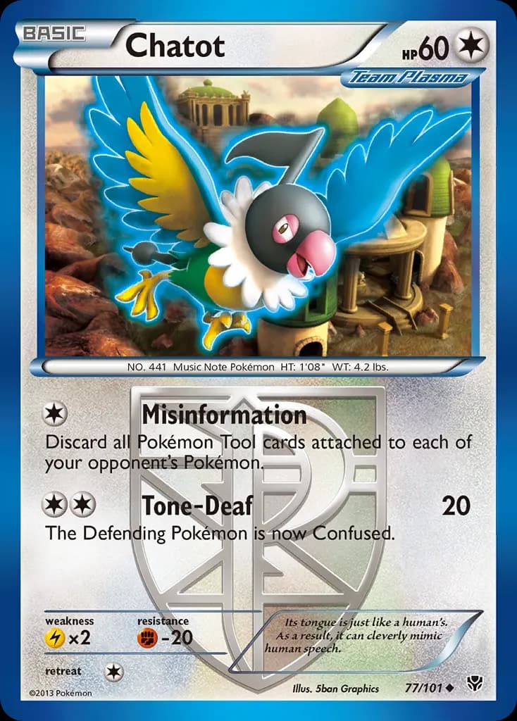 Chatot — Plasma Blast 77 Pokémon card
