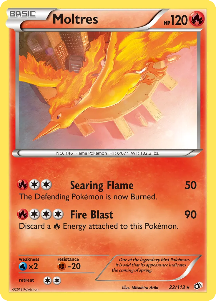 Moltres — Legendary Treasures 22 Pokémon card