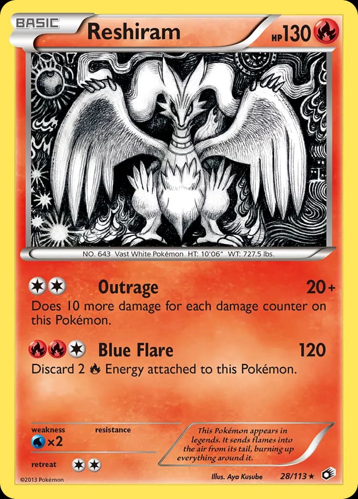 Reshiram — Legendary Treasures 28 Pokémon card