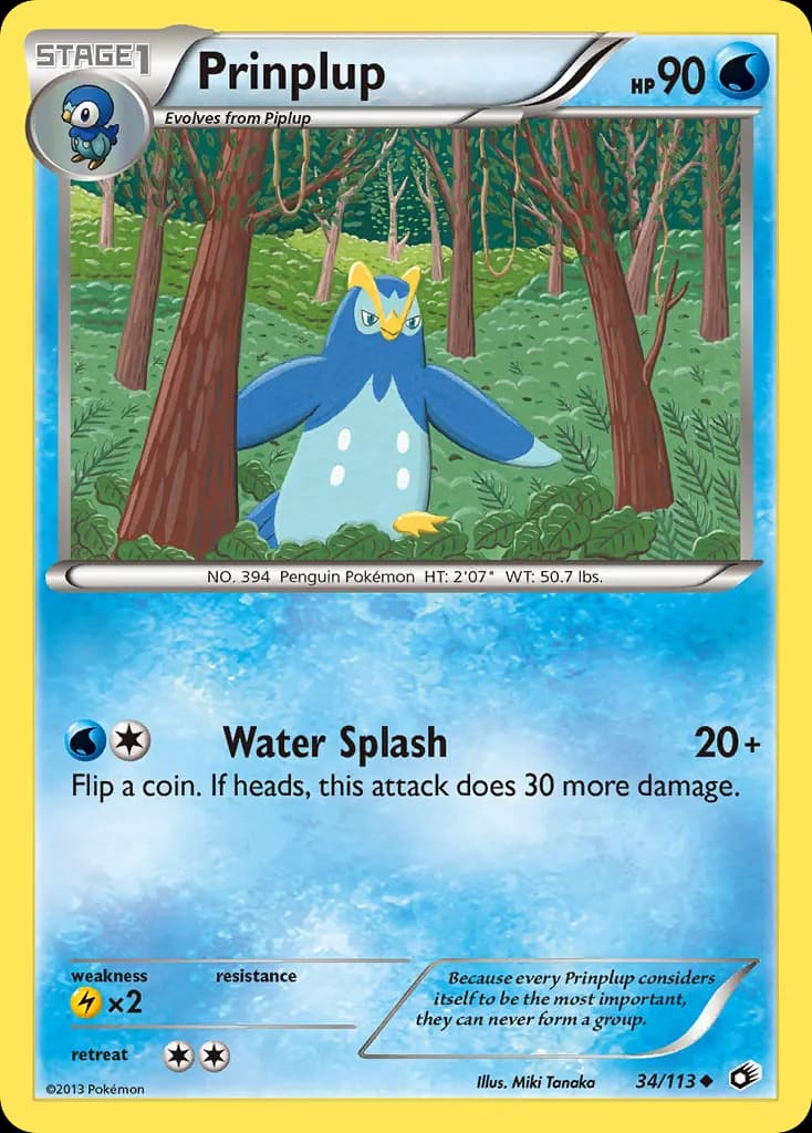 Prinplup — Legendary Treasures 34 Pokémon card