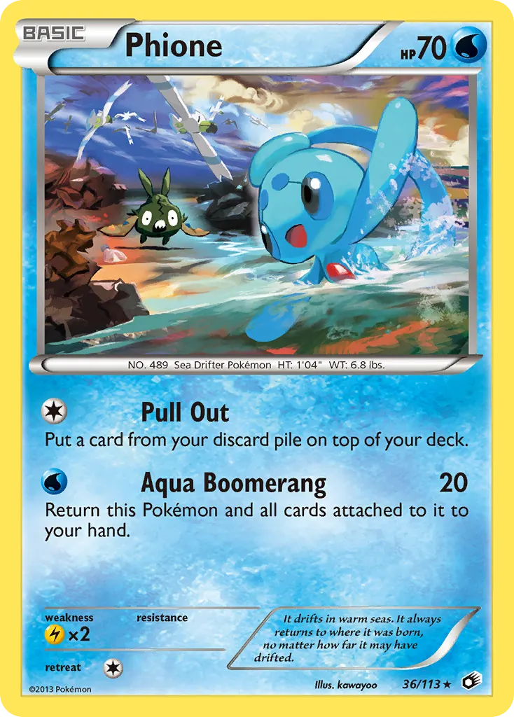 Phione — Legendary Treasures 36 Pokémon card