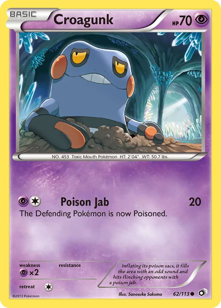 Croagunk — Legendary Treasures 62 Pokémon card