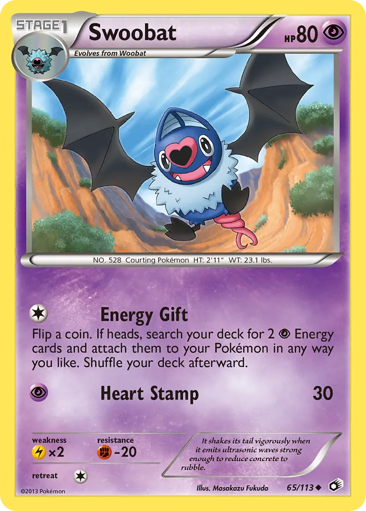 Swoobat — Legendary Treasures 65 Pokémon card