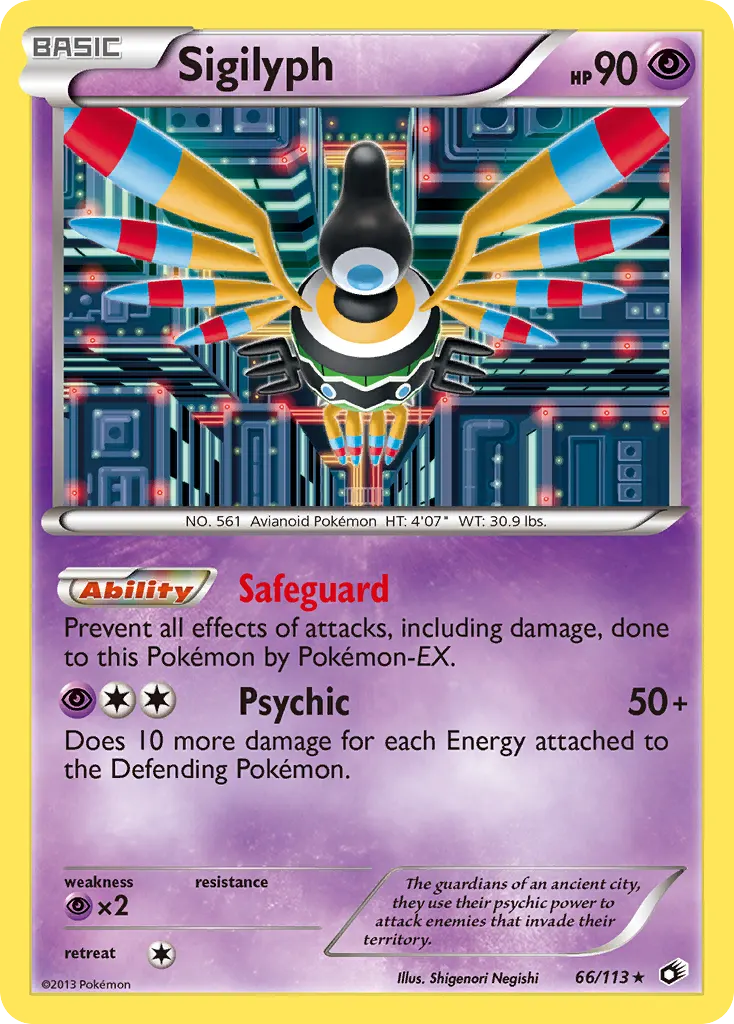 Sigilyph — Legendary Treasures 66 Pokémon card